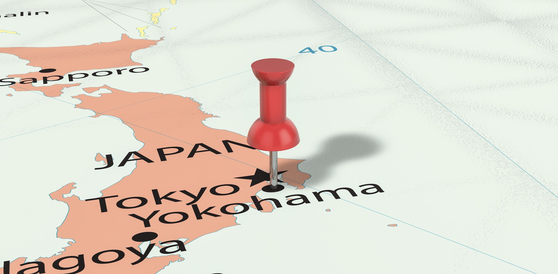Pushpin on Yokohama map